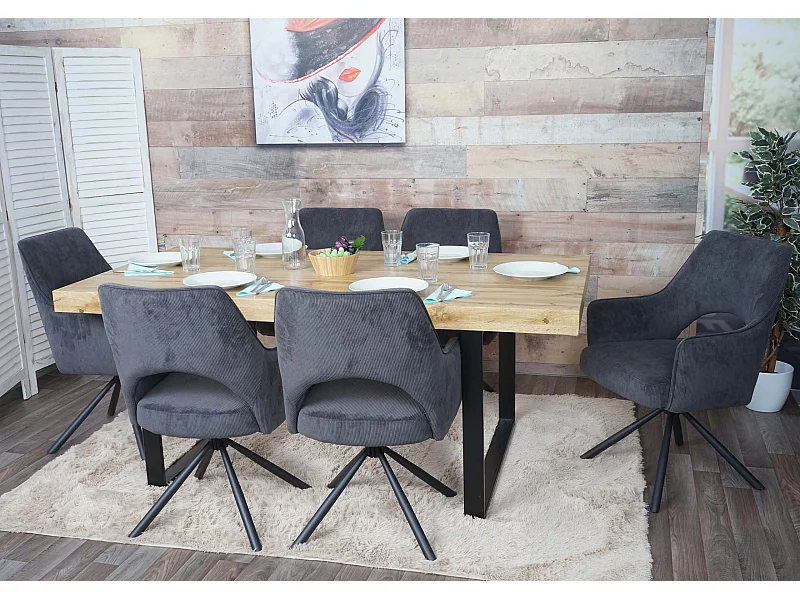 Chaise de salle à manger MCW-K30 (lot de 6),  corde-gris foncé