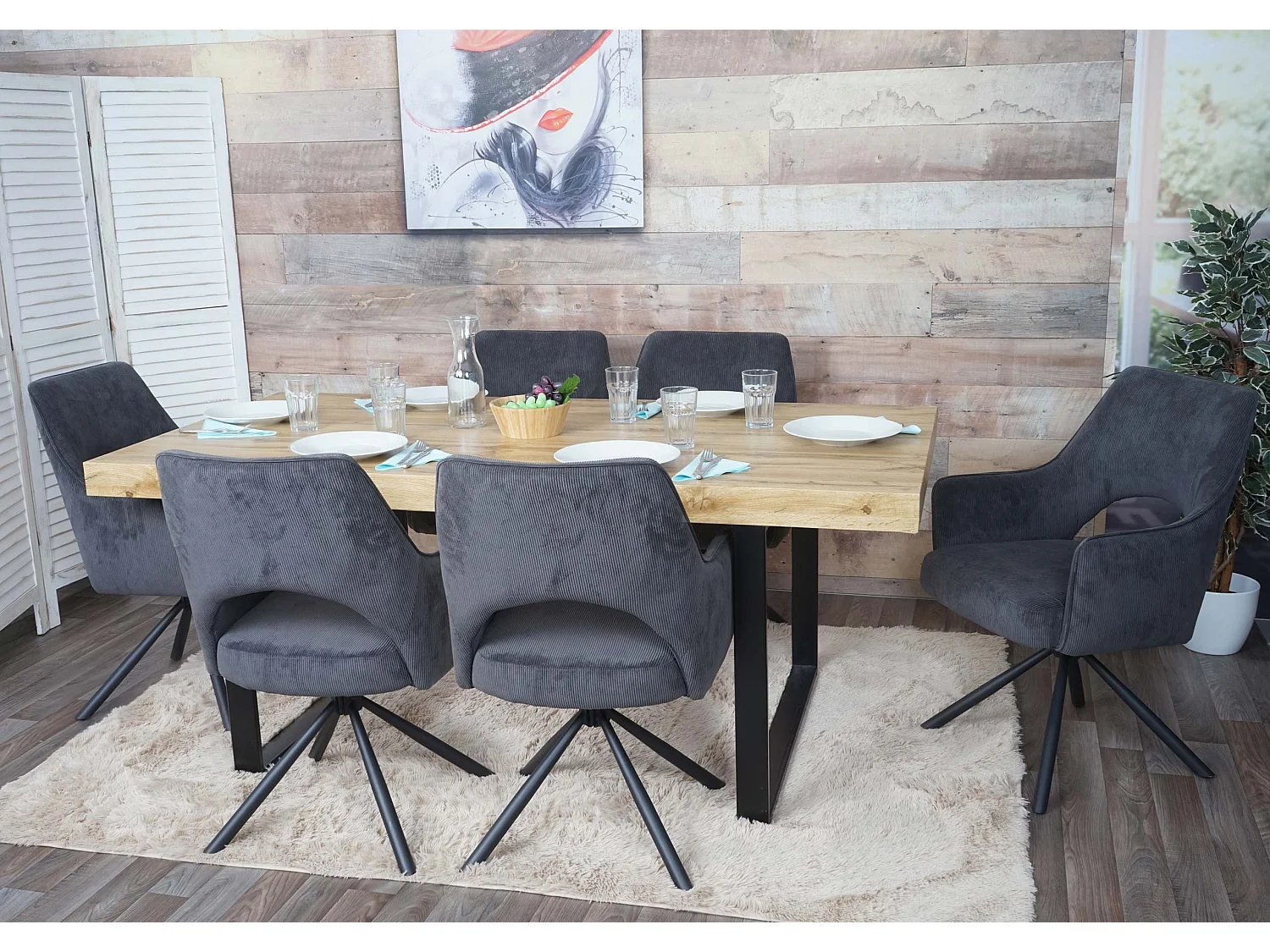 MCW-K30 eetkamerstoel (set van 6),  corduroy donkergrijs