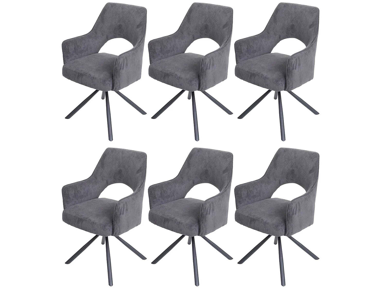 MCW-K30 eetkamerstoel (set van 6),  corduroy donkergrijs