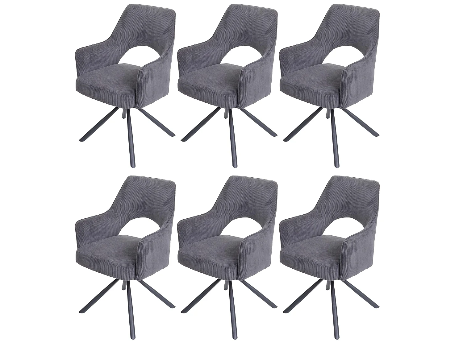 Eetkamerstoel MCW-K30 (set van 6),  corduroy donkergrijs