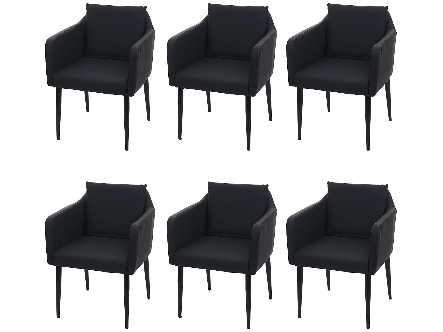 Chaise de salle à manger MCW-H93 (lot de 6),  similicuir noir