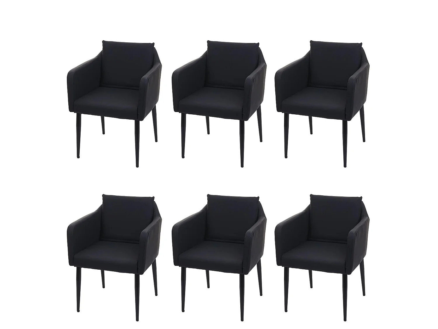 Krzesło do jadalni MCW-H93 (zestaw 6 sztuk),  sztuczna skóra czarny