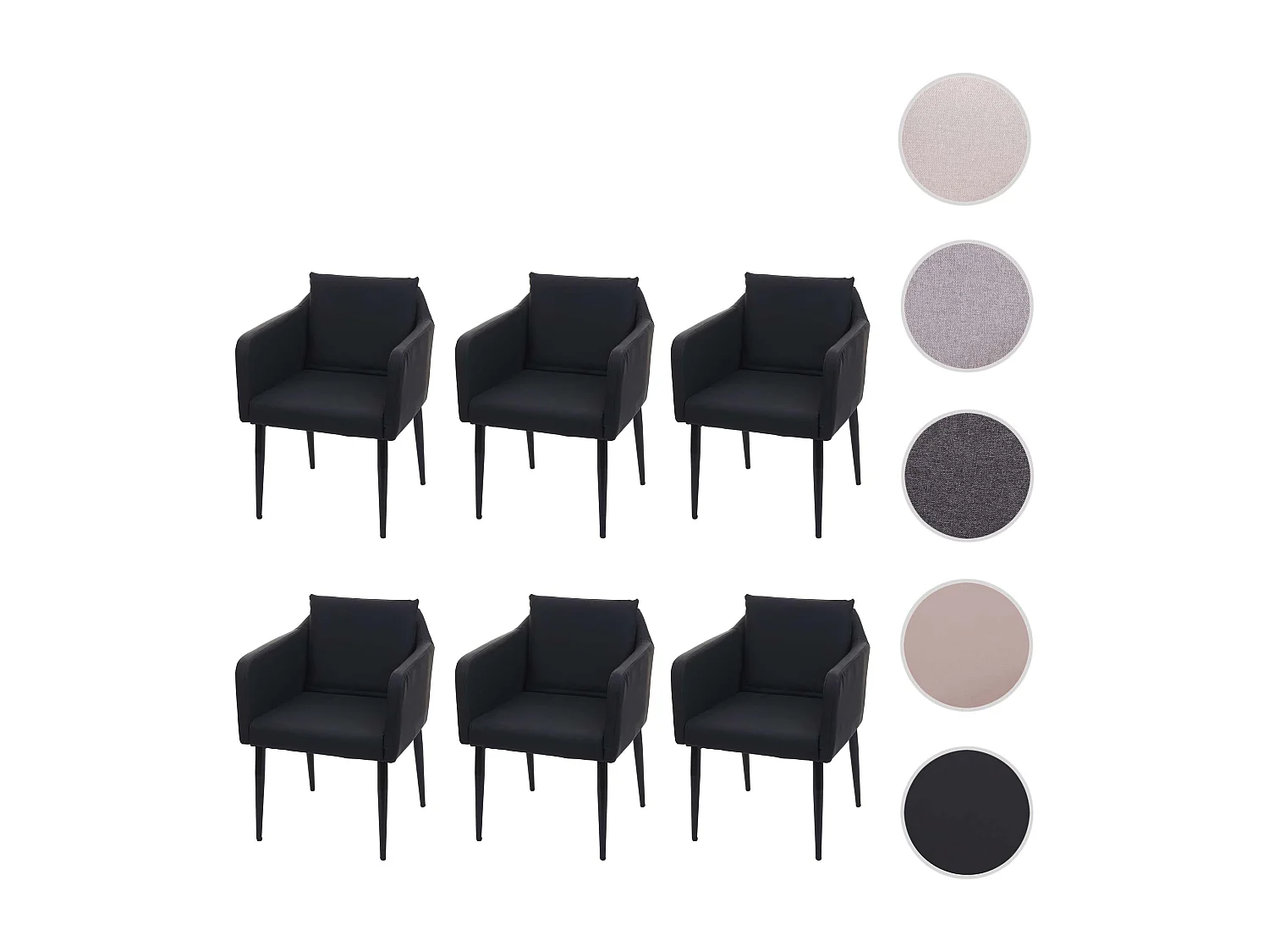 Krzesło do jadalni MCW-H93 (zestaw 6 sztuk),  sztuczna skóra czarny