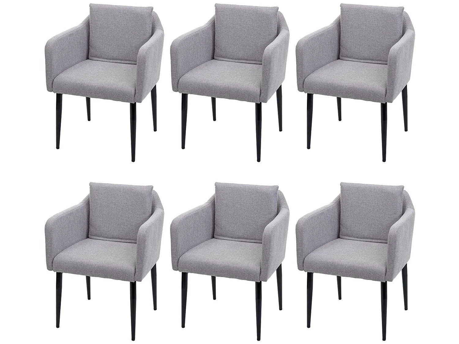 Chaise de salle à manger MCW-H93 (lot de 6),  tissu/textile gris clair