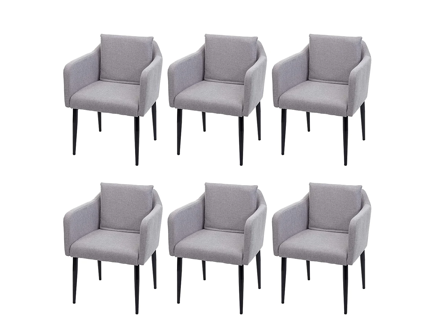 Eetkamerstoel MCW-H93 (set van 6),  stof/textiel lichtgrijs