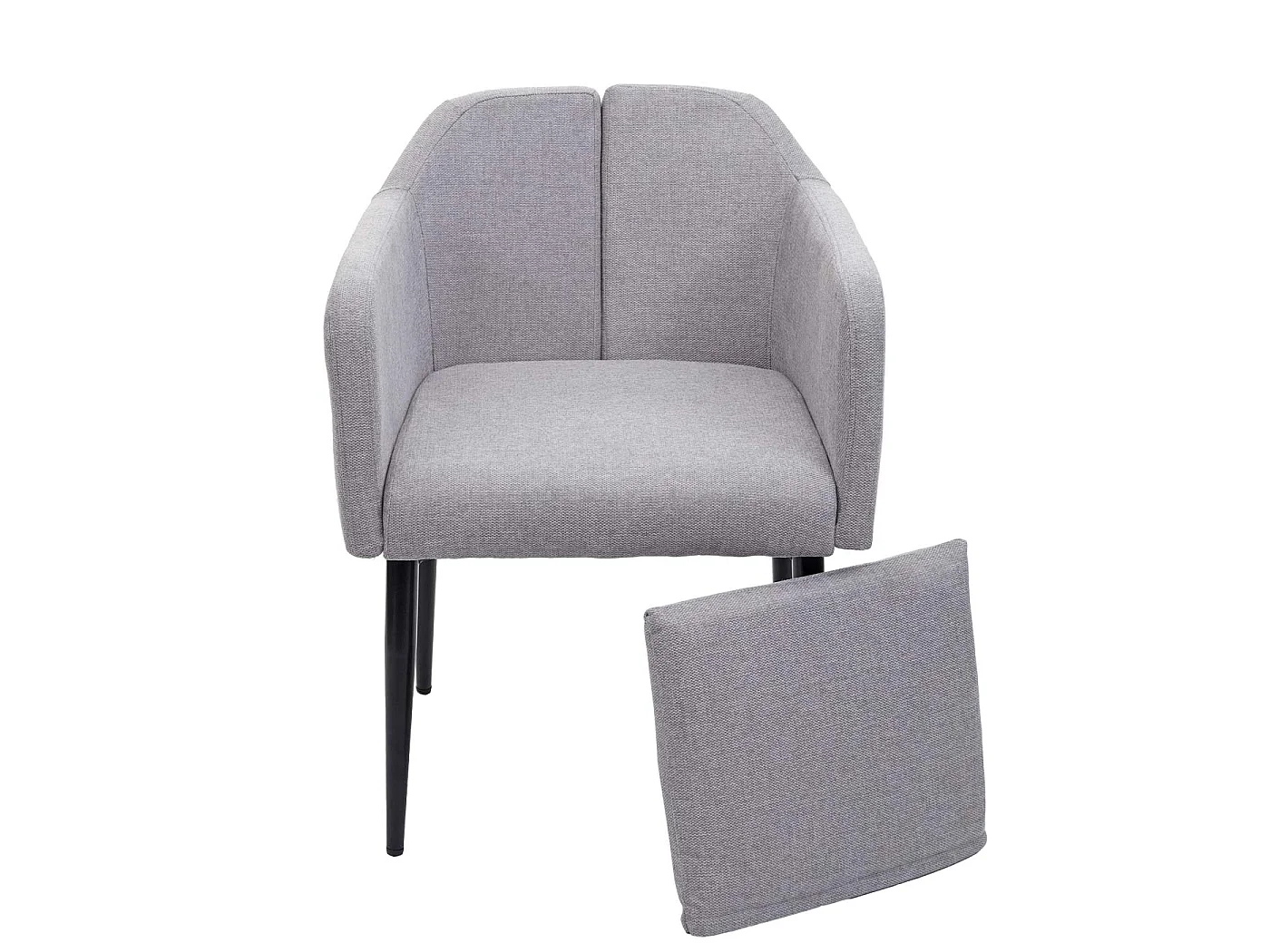 Eetkamerstoel MCW-H93 (set van 6),  stof/textiel lichtgrijs