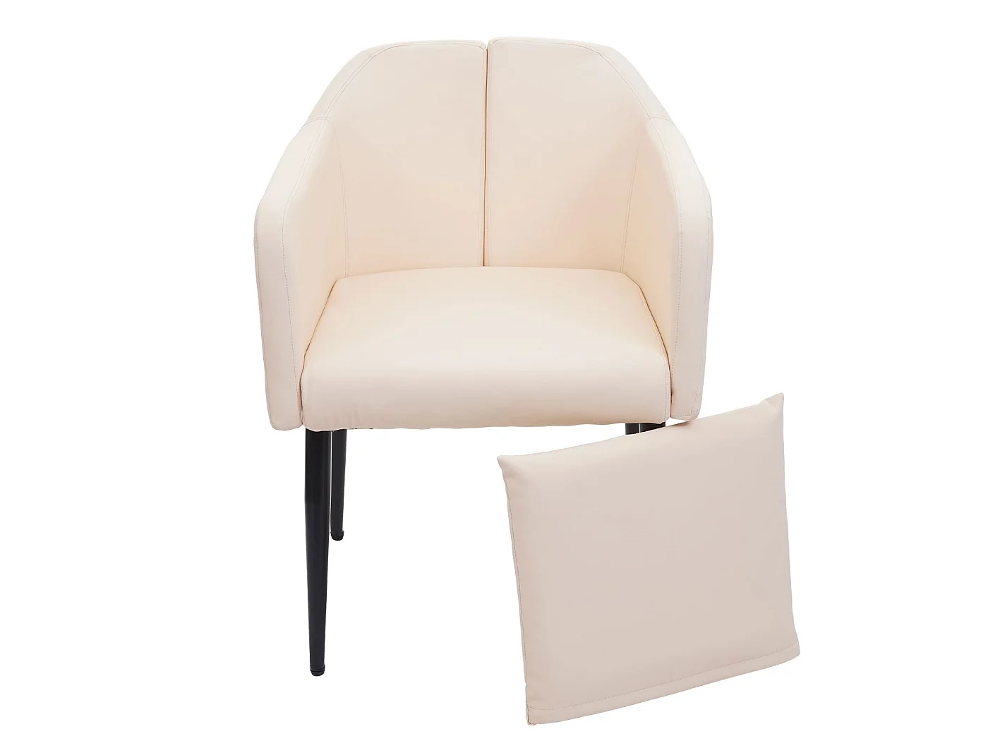 Chaise de salle à manger MCW-H93,  similicuir crème-beige