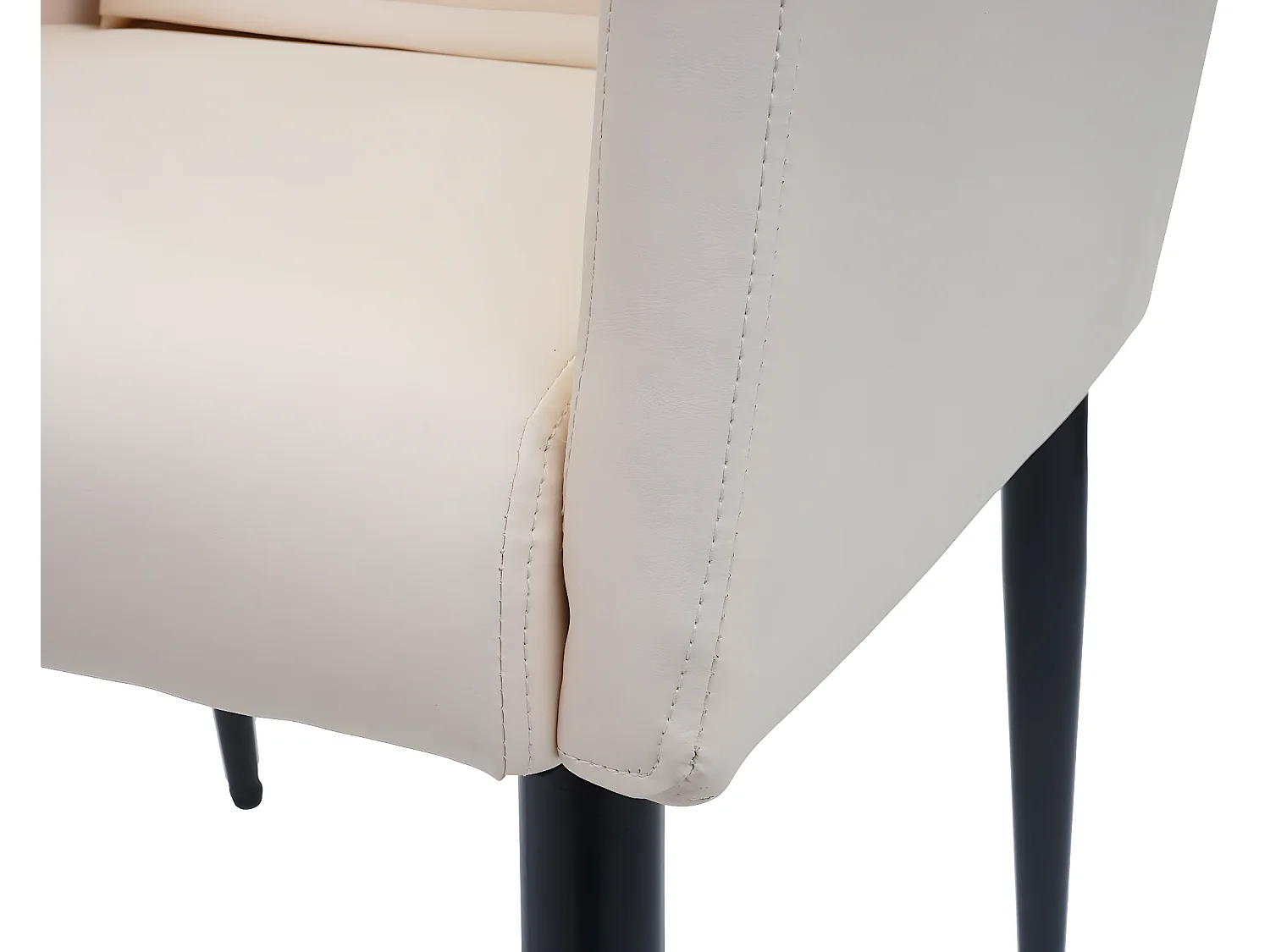 Chaise de salle à manger MCW-H93,  similicuir crème-beige