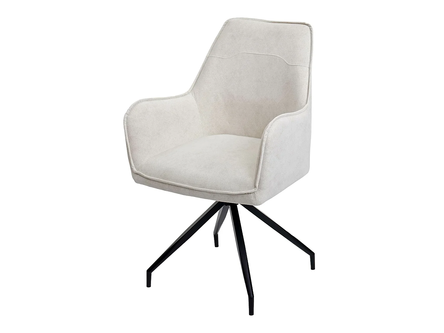 Sedia imbottita con braccioli MCW-K15 struttura treppiede tessuto avorio beige