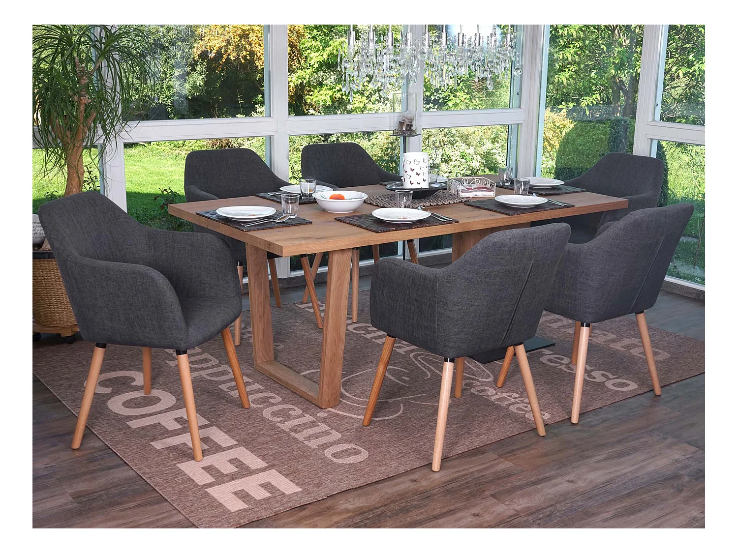 Chaise de salle à manger Vaasa T381 (lot de 6),  tissu, gris