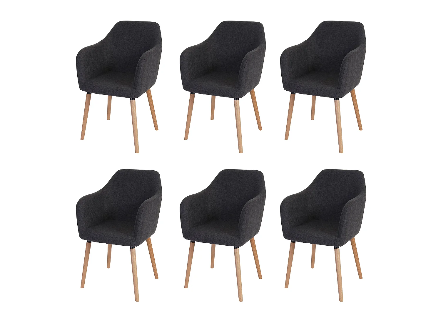 Chaise de salle à manger Vaasa T381 (lot de 6),  tissu, gris