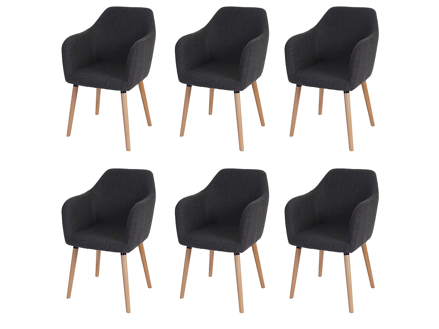 Chaise de salle à manger Vaasa T381 (lot de 6),  tissu, gris