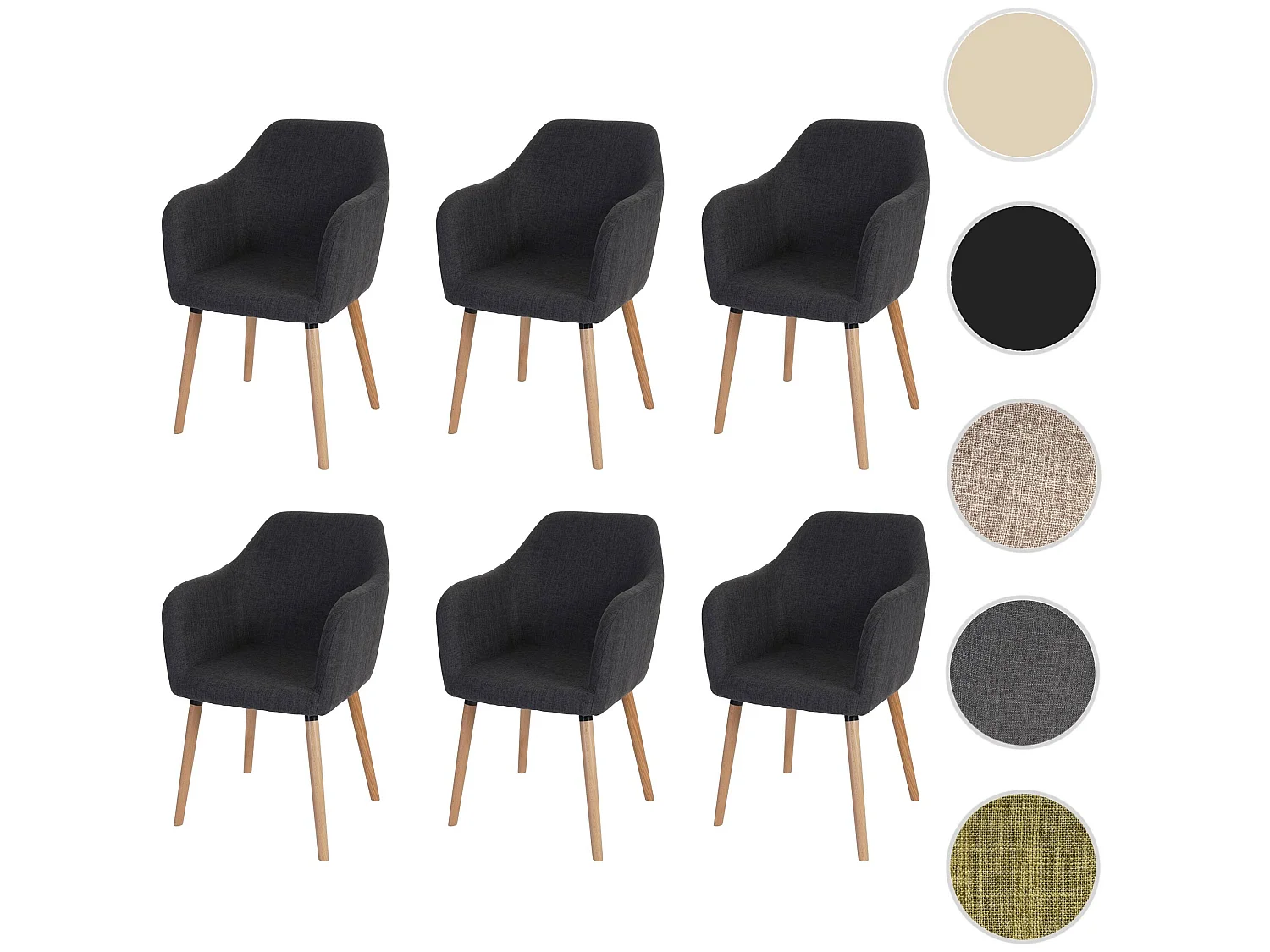 Chaise de salle à manger Vaasa T381 (lot de 6),  tissu, gris