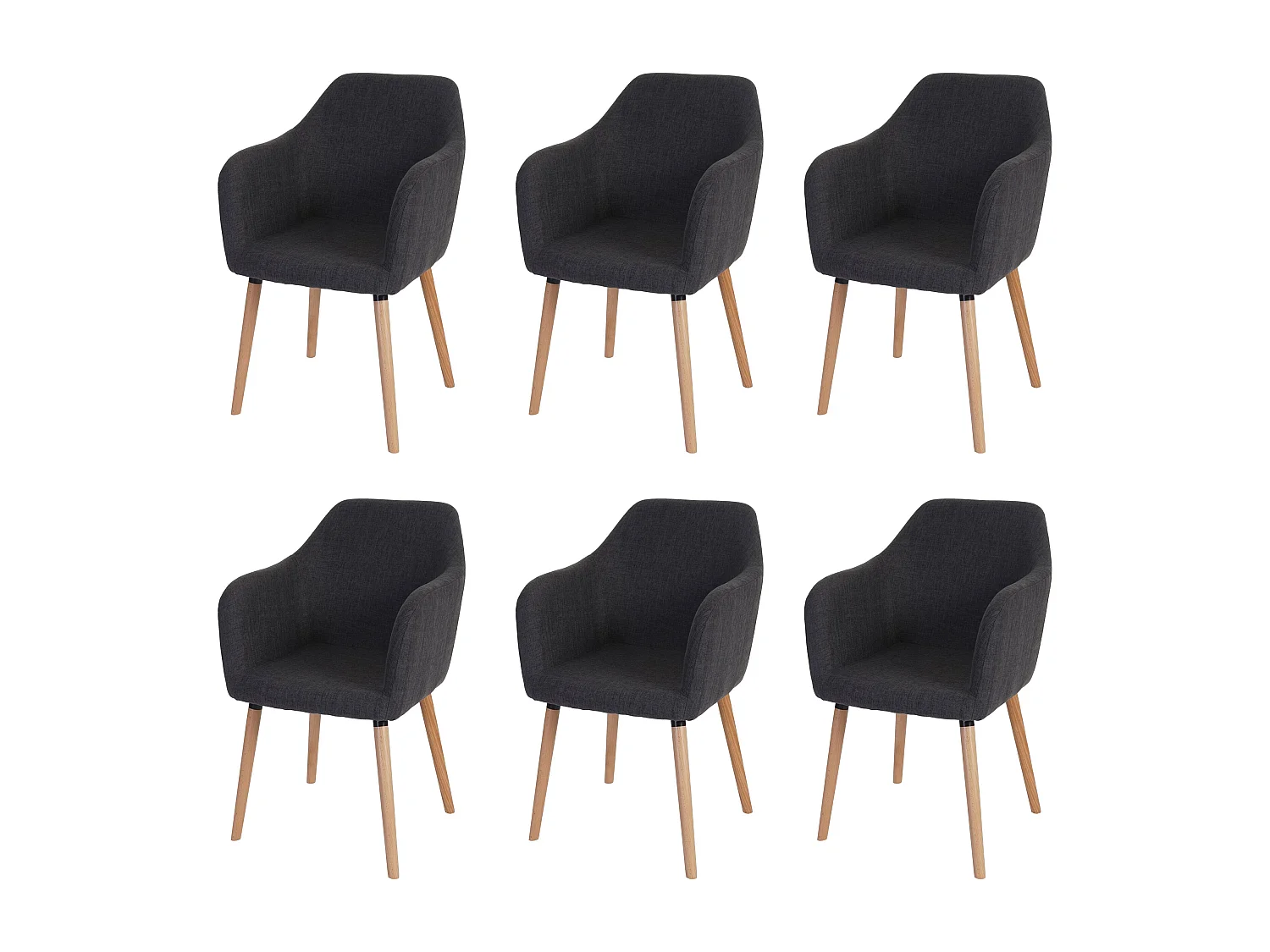 Eetkamerstoel Vaasa T381 (set van 6),  textiel, grijs, lichte poten