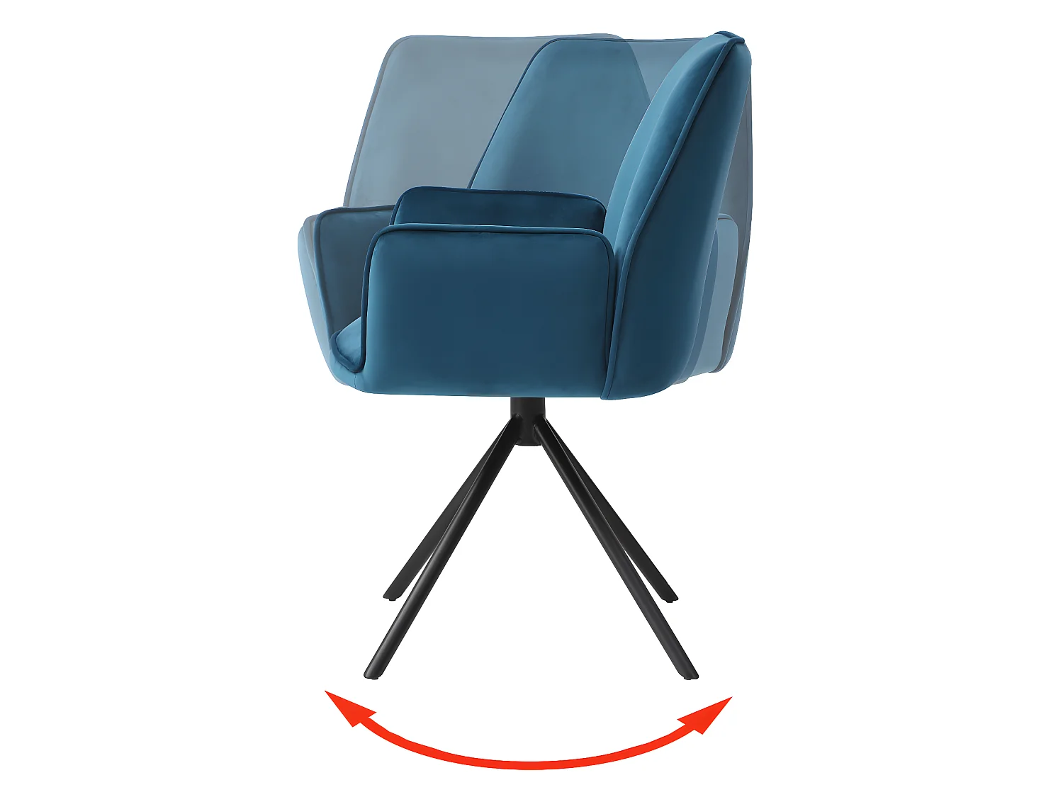 Cadeira de jantar MCW-G67 (conjunto de 6),  azul-turquesa, pernas pretas