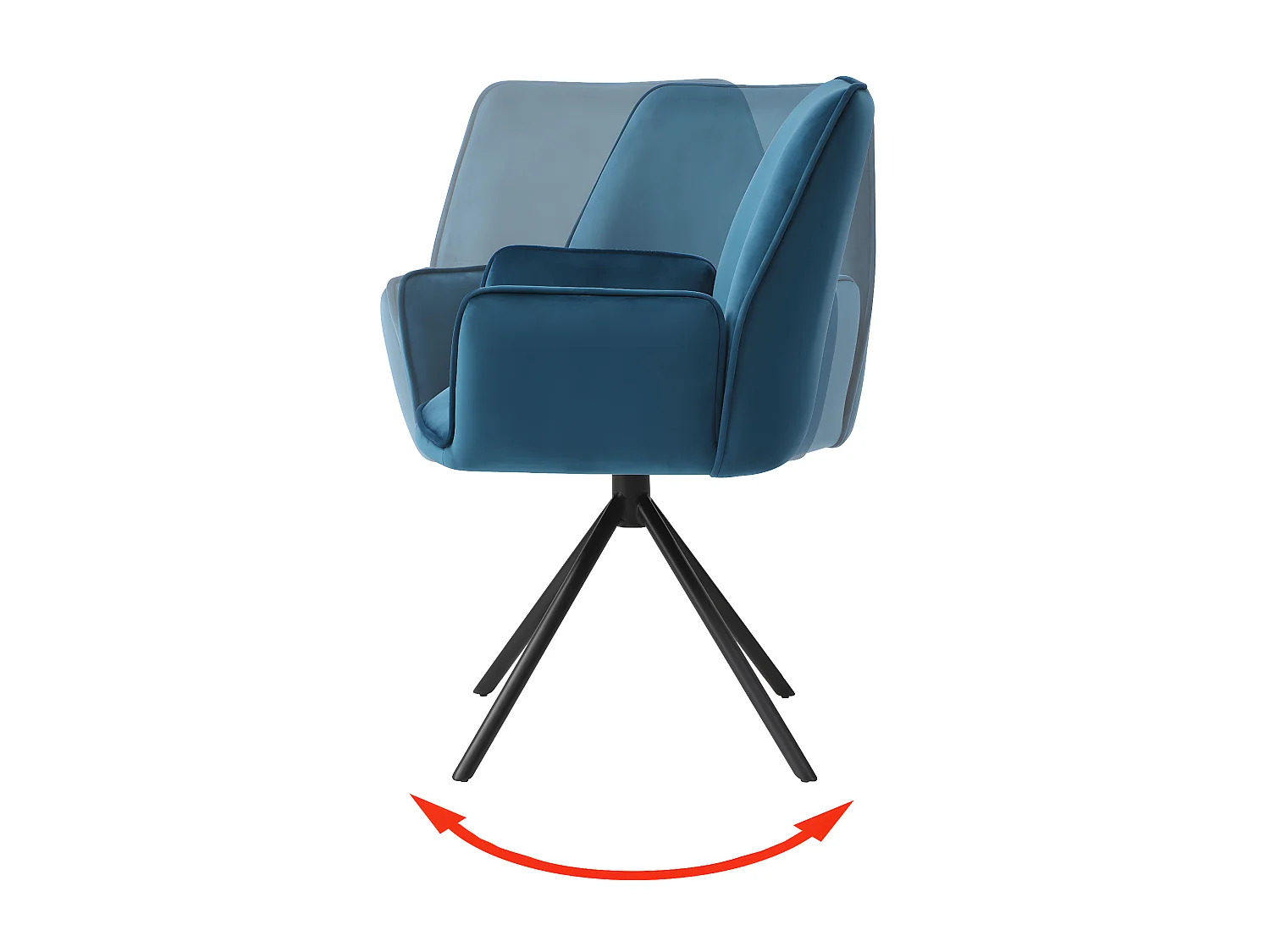 Eetkamerstoel MCW-G67 (set van 6),  turquoise-blauw, zwarte poten