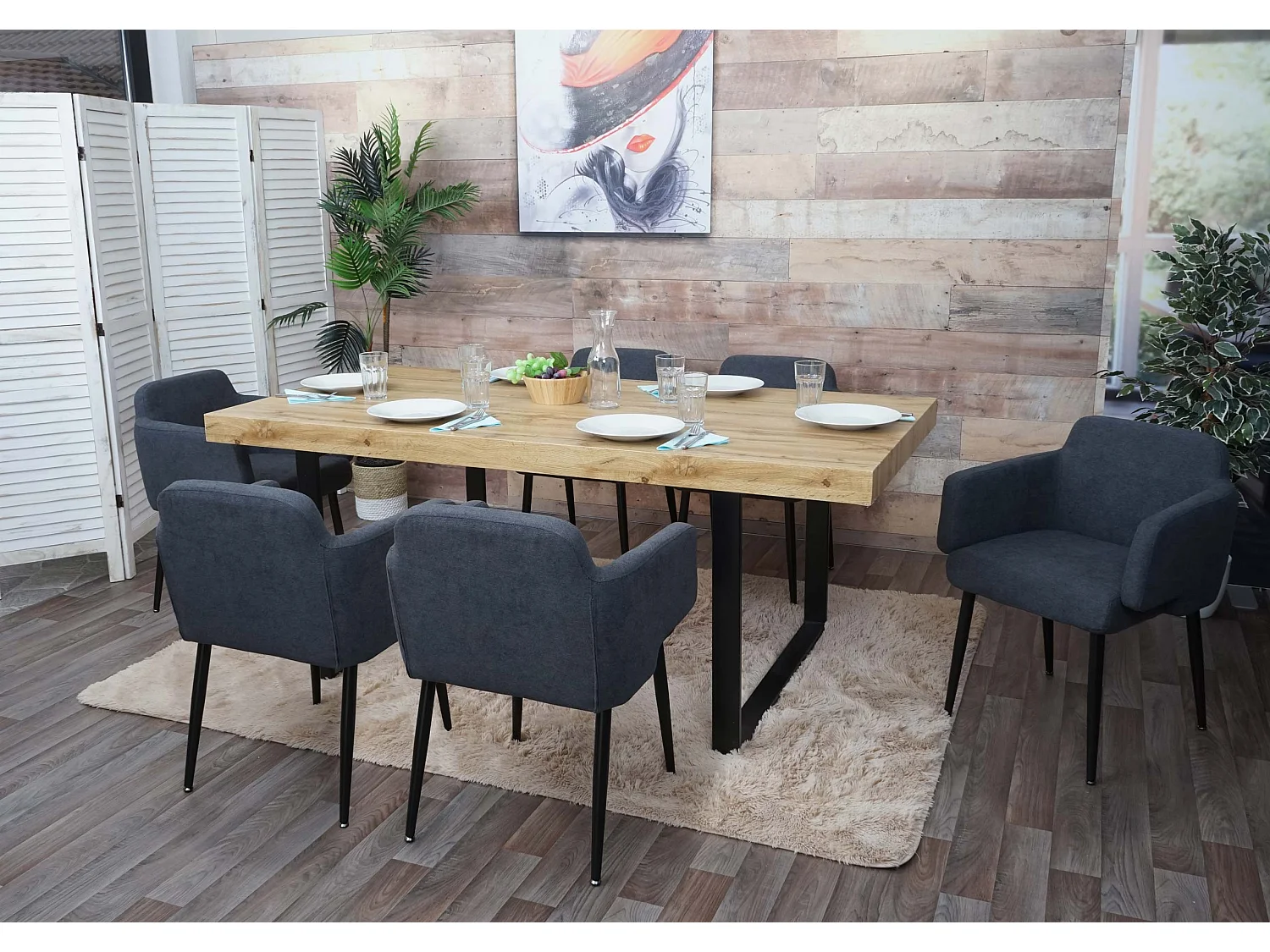 Chaise de salle à manger MCW-L13 (lot de 6),  anthracite