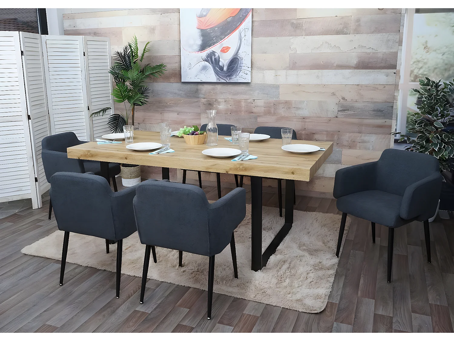 Chaise de salle à manger MCW-L13 (lot de 6),  anthracite