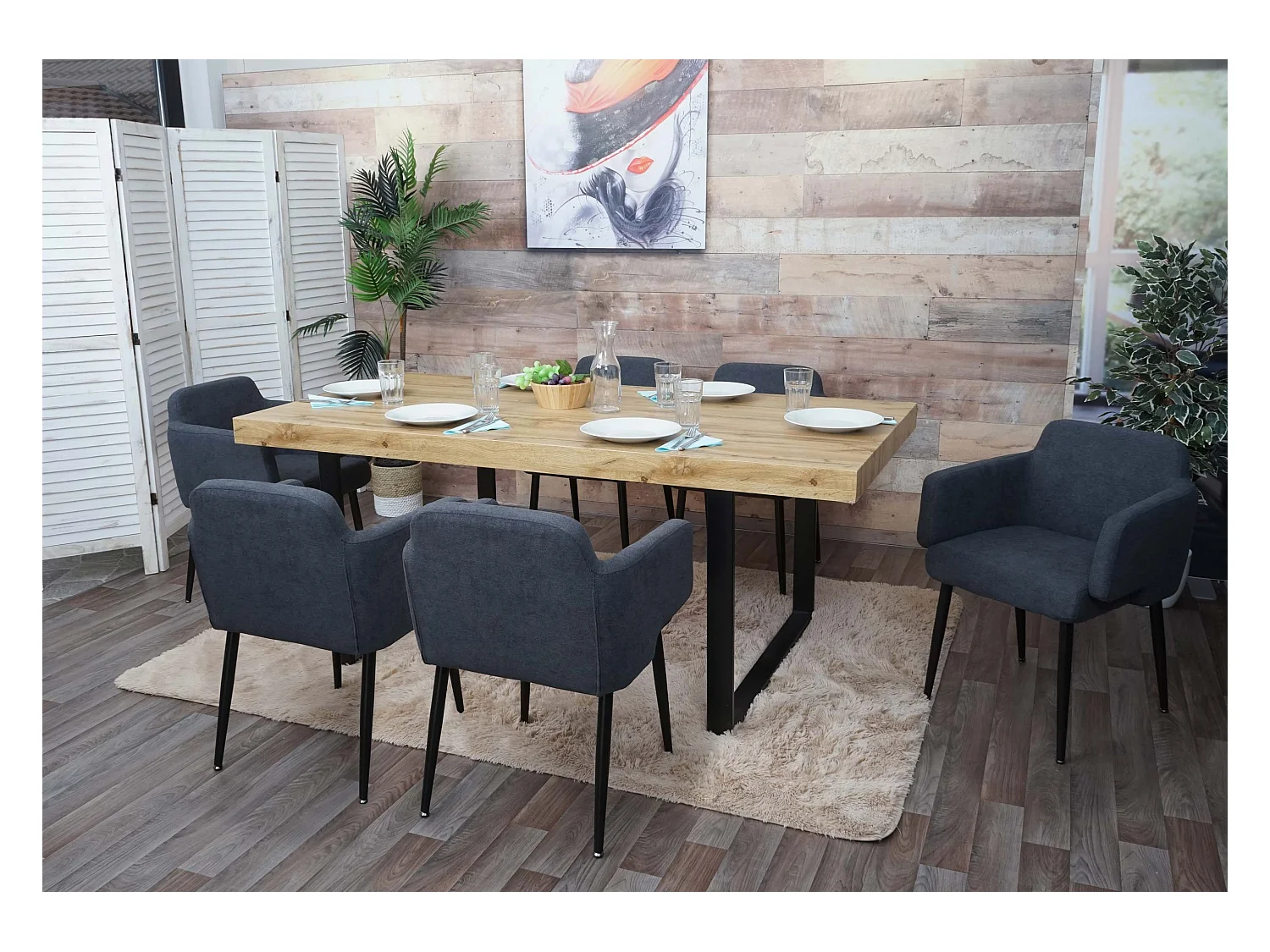 Chaise de salle à manger MCW-L13 (lot de 6),  anthracite