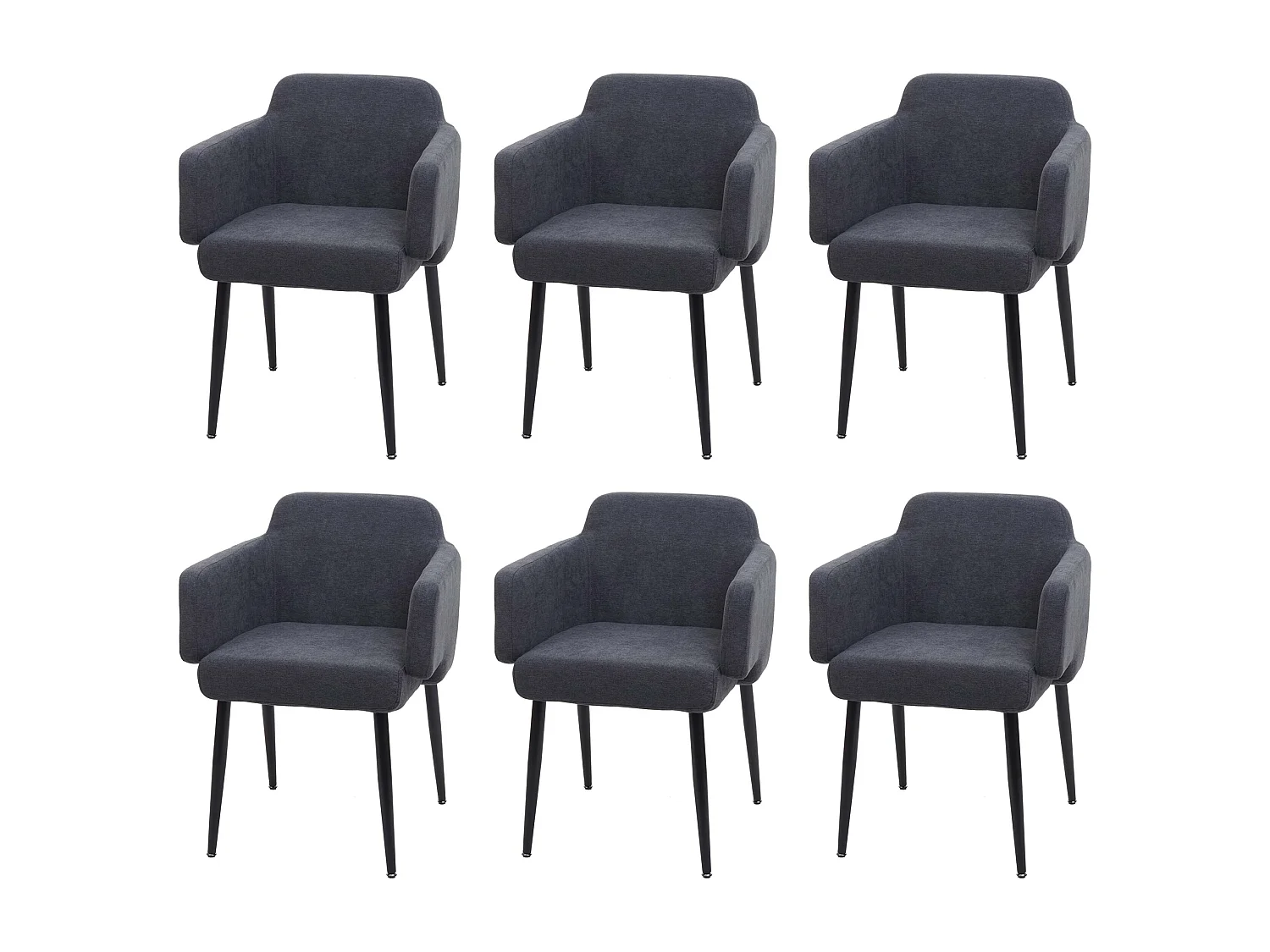 Chaise de salle à manger MCW-L13 (lot de 6),  anthracite