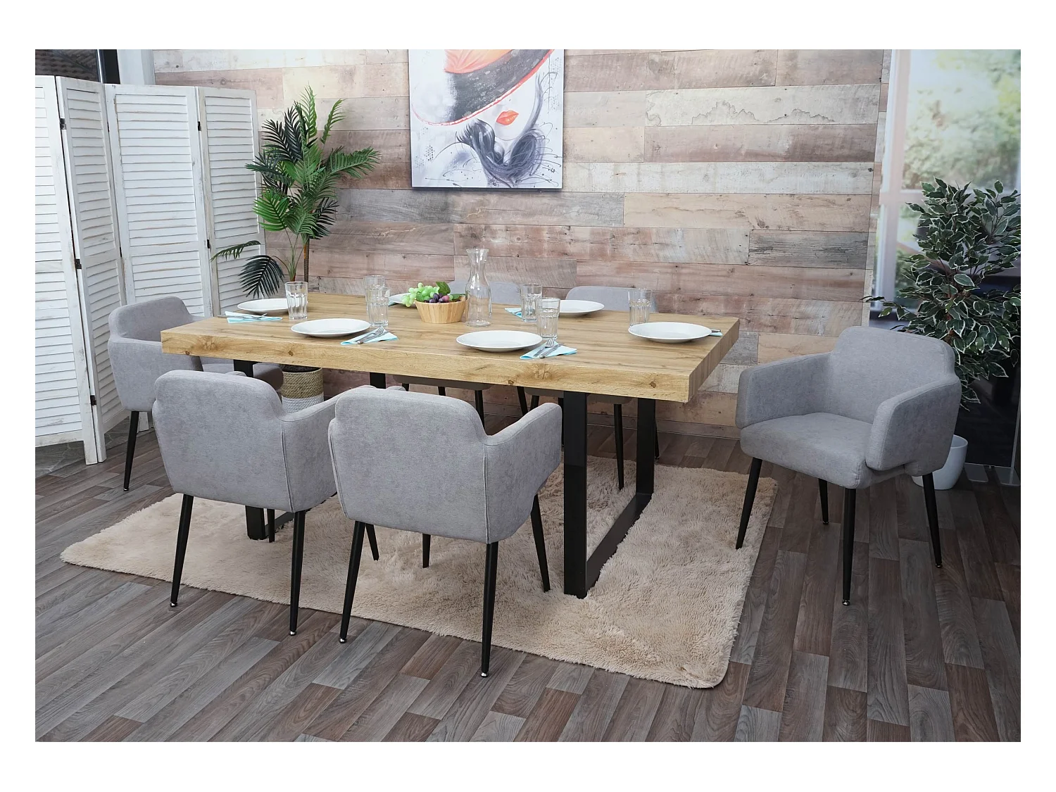 Chaise de salle à manger MCW-L13 (lot de 6),  gris