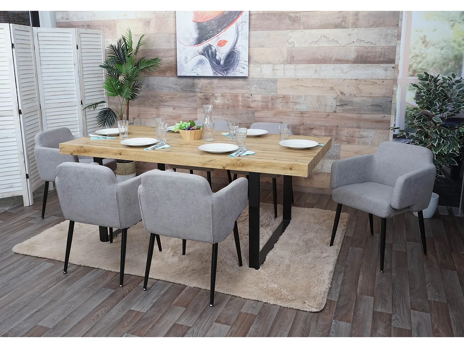 Chaise de salle à manger MCW-L13 (lot de 6),  gris