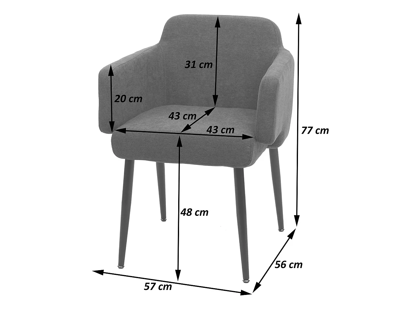 Chaise de salle à manger MCW-L13 (lot de 6),  gris