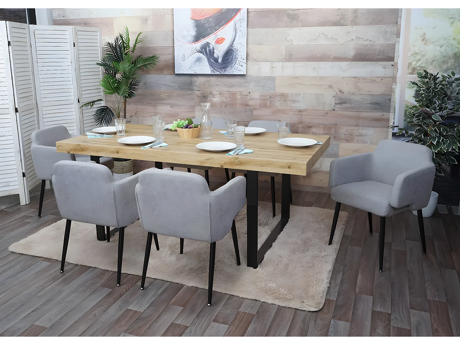 Chaise de salle à manger MCW-L13 (lot de 6),  gris