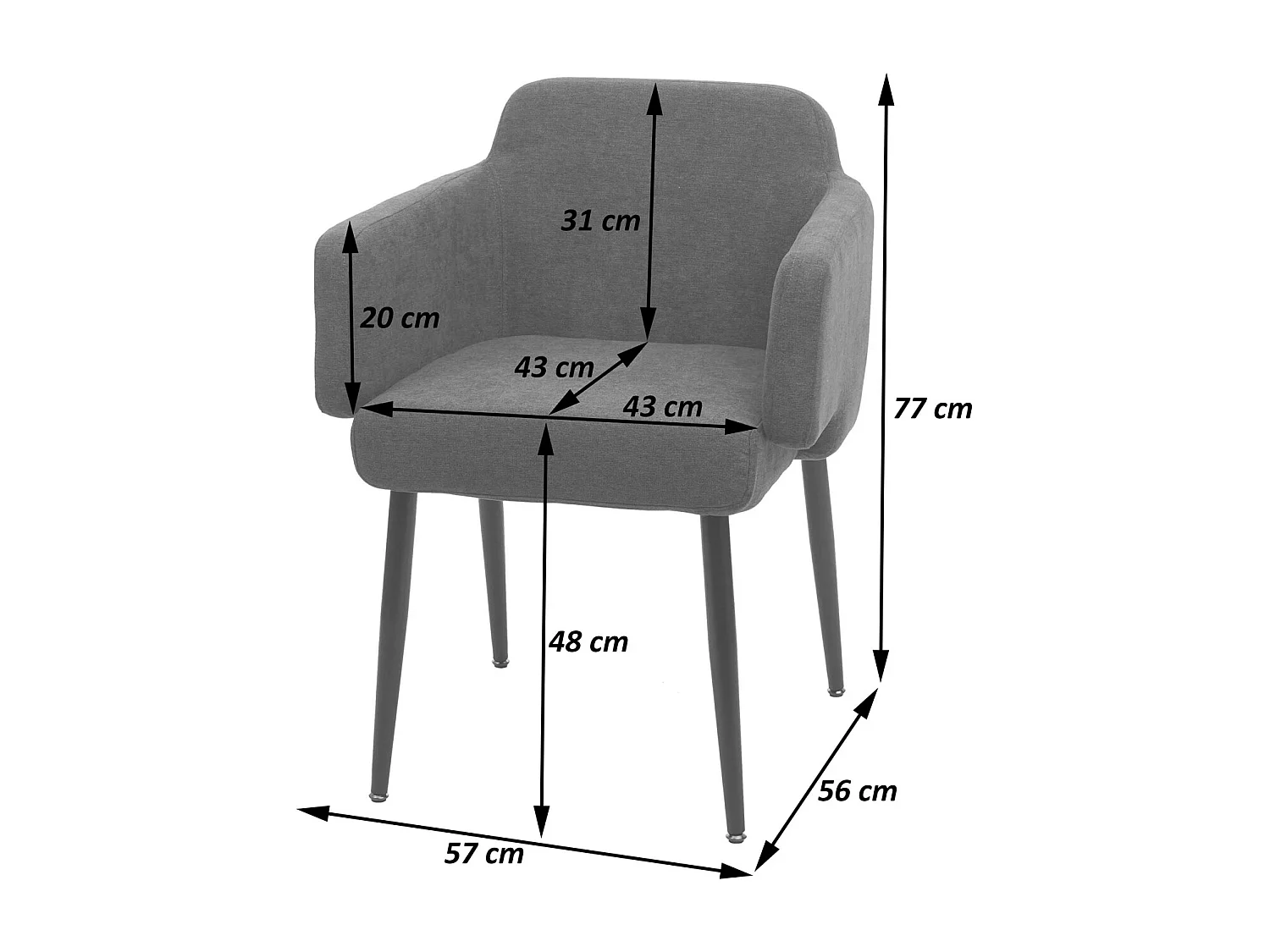 Esszimmerstuhl MCW-L13 (6er-Set), Grau