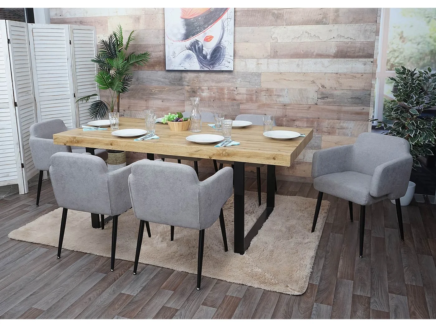 Esszimmerstuhl MCW-L13 (6er-Set), Grau