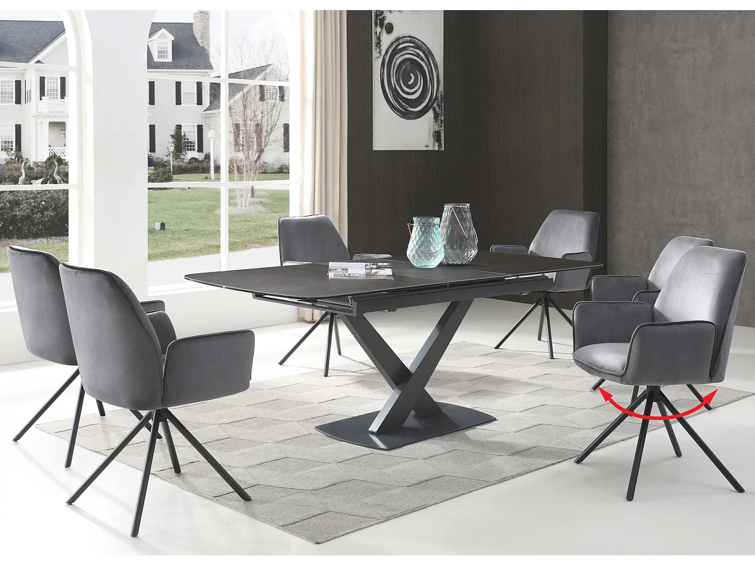 Chaise de salle à manger MCW-G67 (lot de 6),  velours, gris foncé