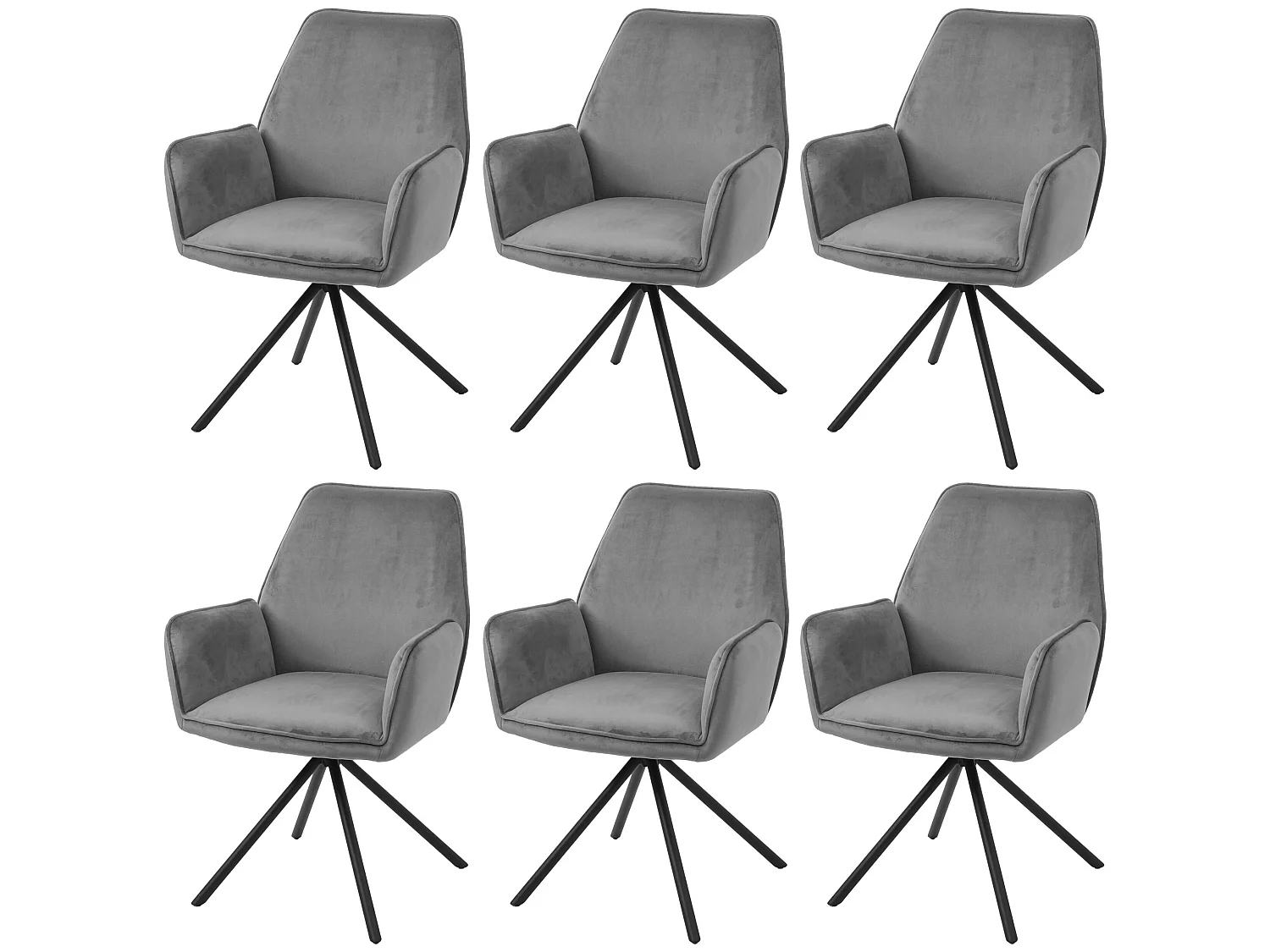 Chaise de salle à manger MCW-G67 (lot de 6),  velours, gris foncé