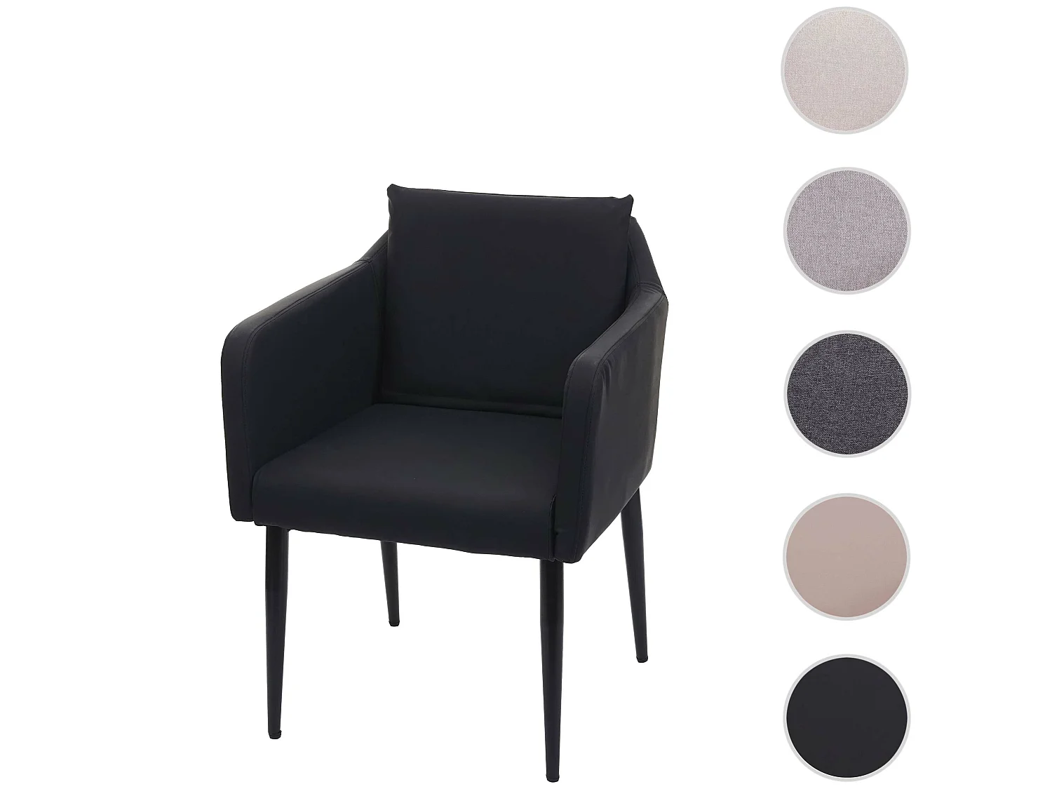 Chaise de salle à manger MCW-H93,  similicuir noir