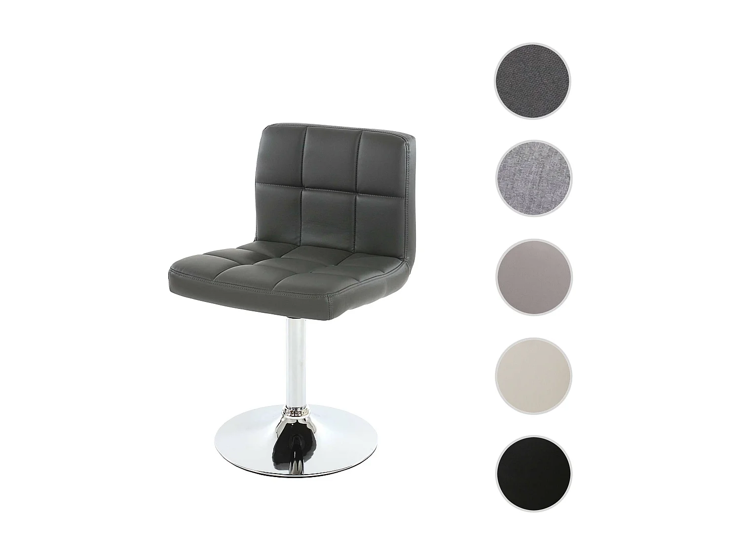 Obrotowe krzesło do jadalni Cadiz,  Sztuczna skóra, kolor szary, podstawa chromowana