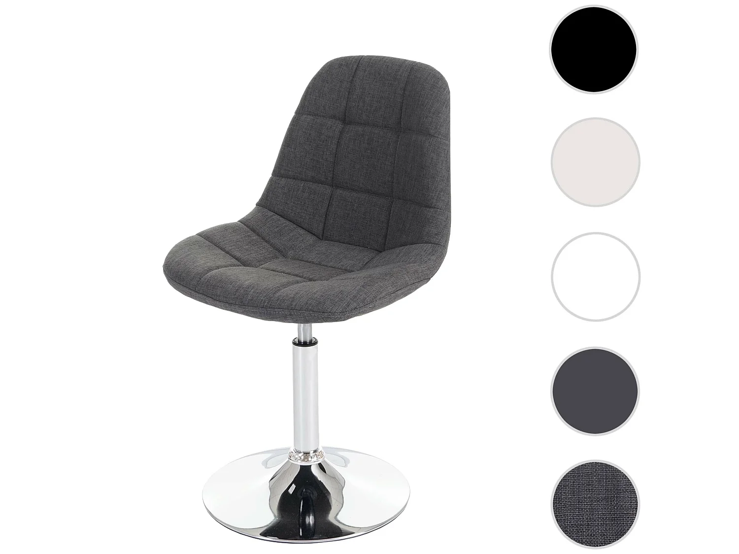 Chaise de salle à manger MCW-A60,  tissu/textile gris clair, pied chromé