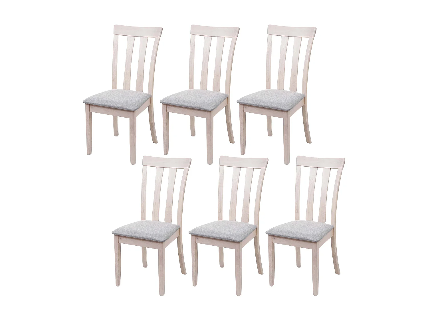Set 6x sedie cucina sala soggiorno MCW-G46 legno massello ~ struttura chiara cuscino grigio