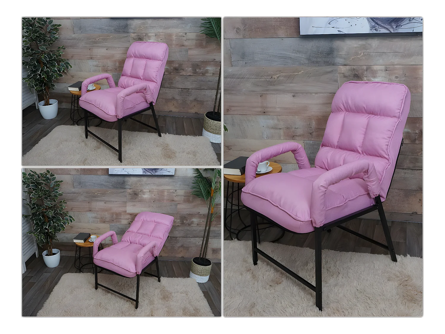 Silla de comedor MCW-K40,  tela/textil rosa