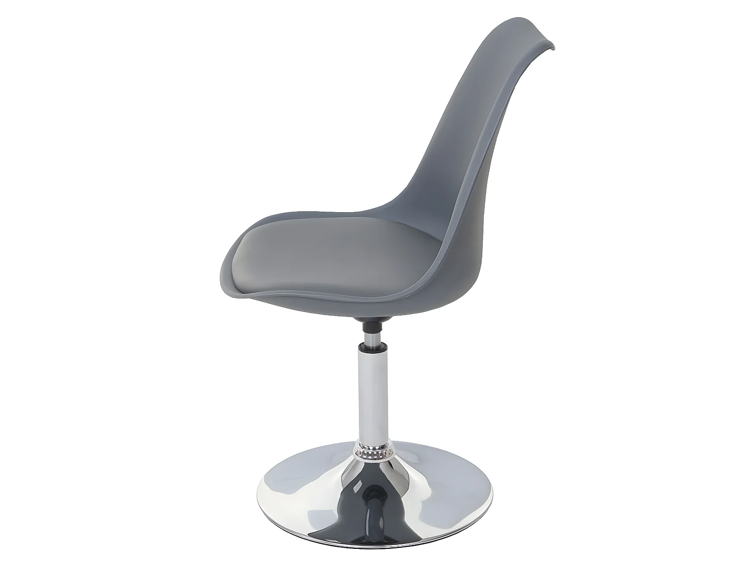 Sedia girevole moderno elegante serie Malmoe T501 acciaio cromato ecopelle grigio scuro