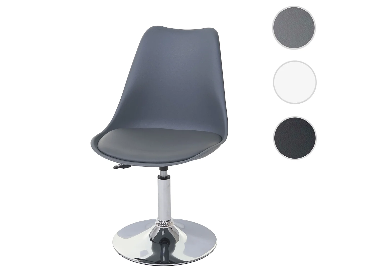 Sedia girevole moderno elegante serie Malmoe T501 acciaio cromato ecopelle grigio scuro