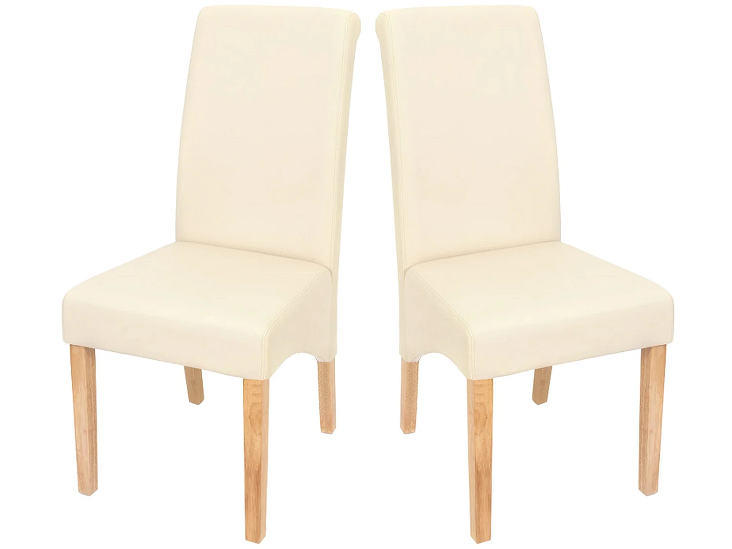Chaise de salle à manger Cesena (lot de 2),  similicuir mat, crème, pieds clairs