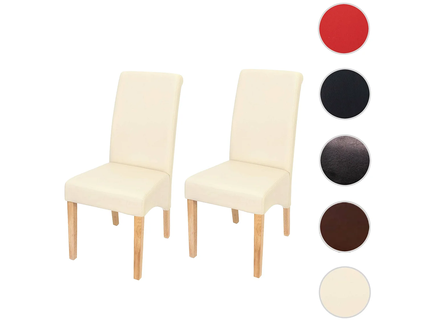 Chaise de salle à manger Cesena (lot de 2),  similicuir mat, crème, pieds clairs