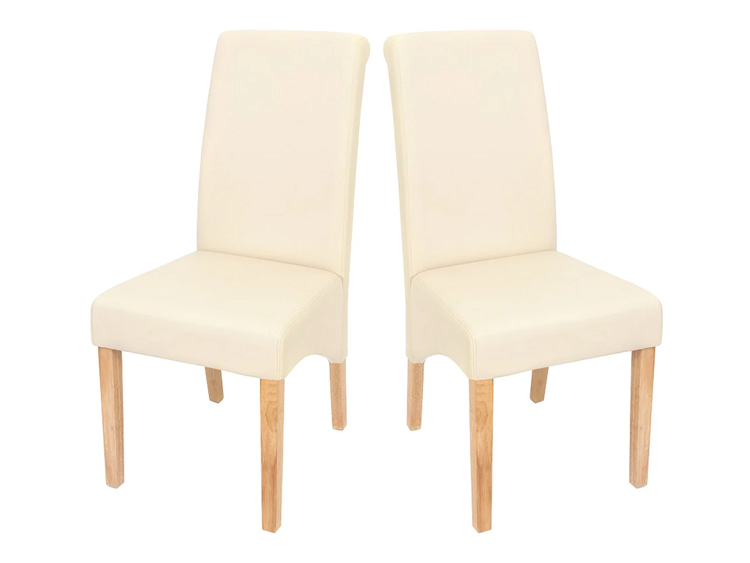 Chaise de salle à manger Cesena (lot de 2),  similicuir mat, crème, pieds clairs
