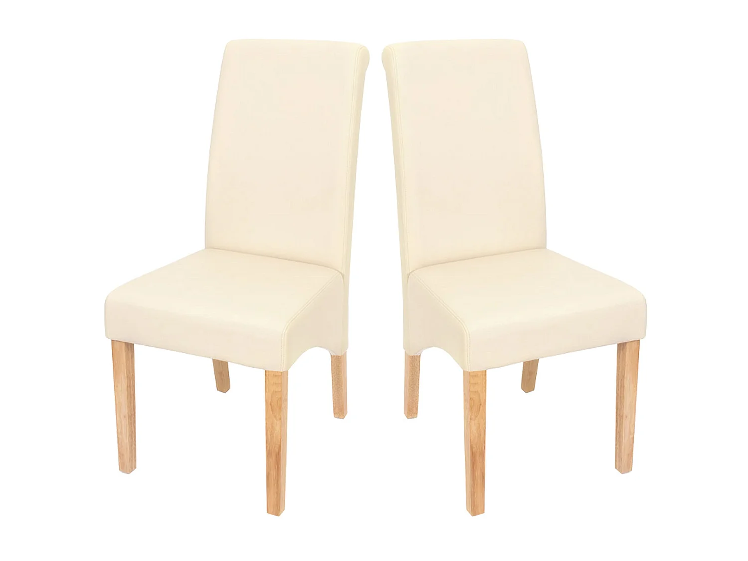 Chaise de salle à manger Cesena (lot de 2),  similicuir mat, crème, pieds clairs