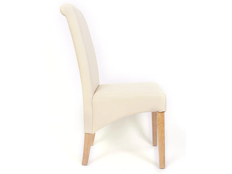 Chaise de salle à manger Cesena (lot de 2),  similicuir mat, crème, pieds clairs