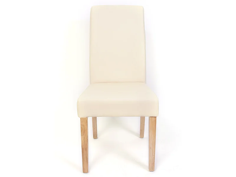 Chaise de salle à manger Cesena (lot de 2),  similicuir mat, crème, pieds clairs