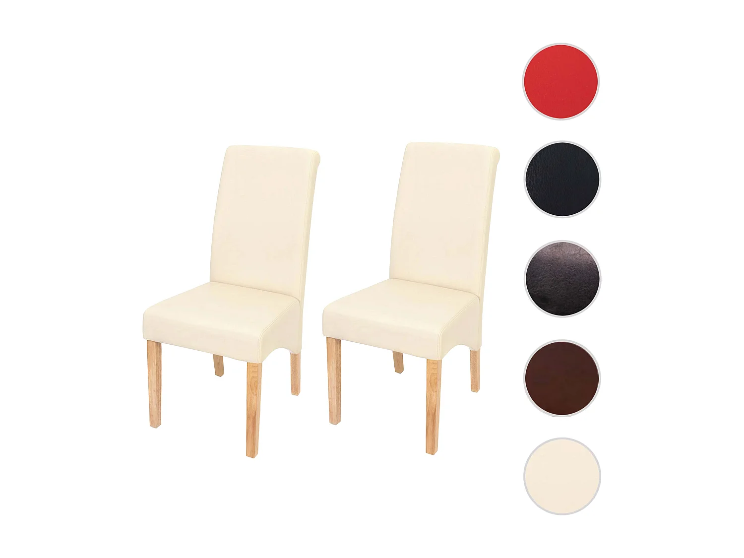 Chaise de salle à manger Cesena (lot de 2),  similicuir mat, crème, pieds clairs
