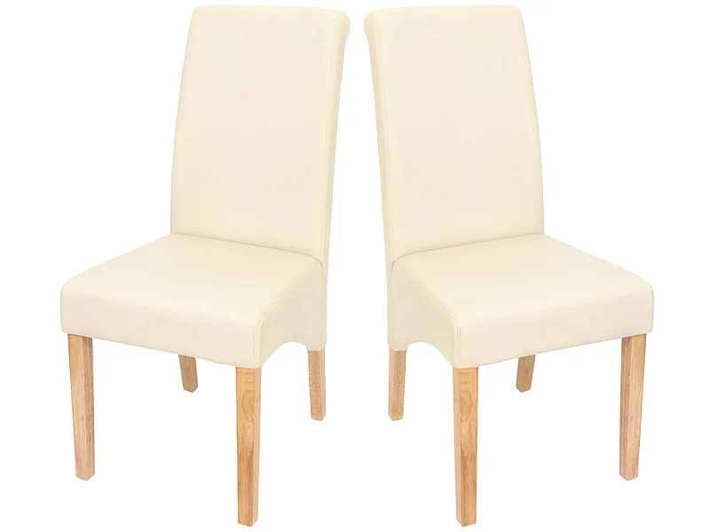 Chaise de salle à manger Cesena (lot de 2),  similicuir mat, crème, pieds clairs