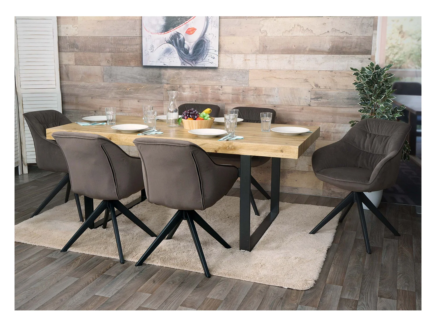 Chaise de salle à manger MCW-K28 (lot de 6),  tissu/textile marron