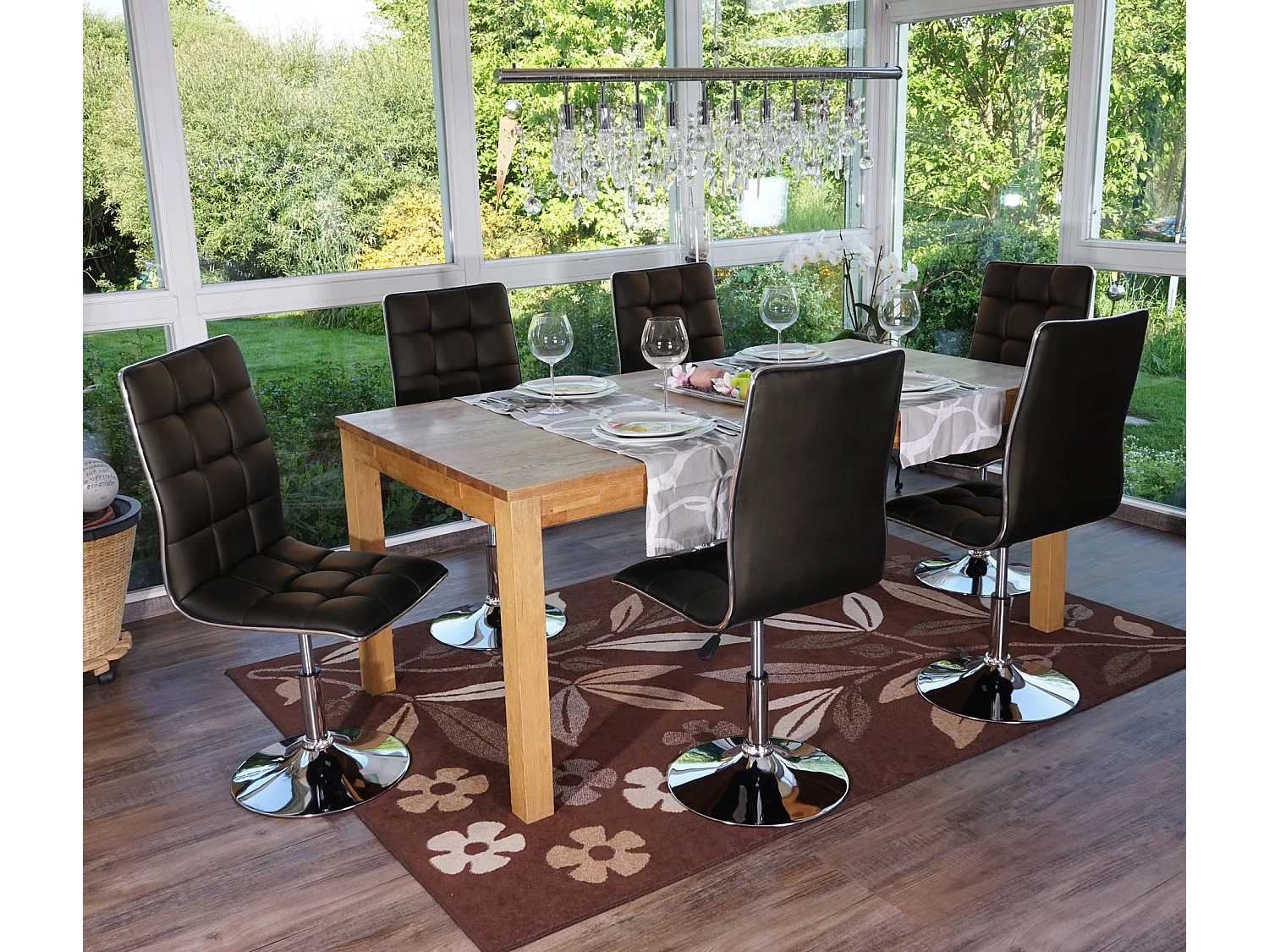 Set 6x sedie soggiorno eleganti MCW-C41 design moderno ecopelle sala pranzo marrone