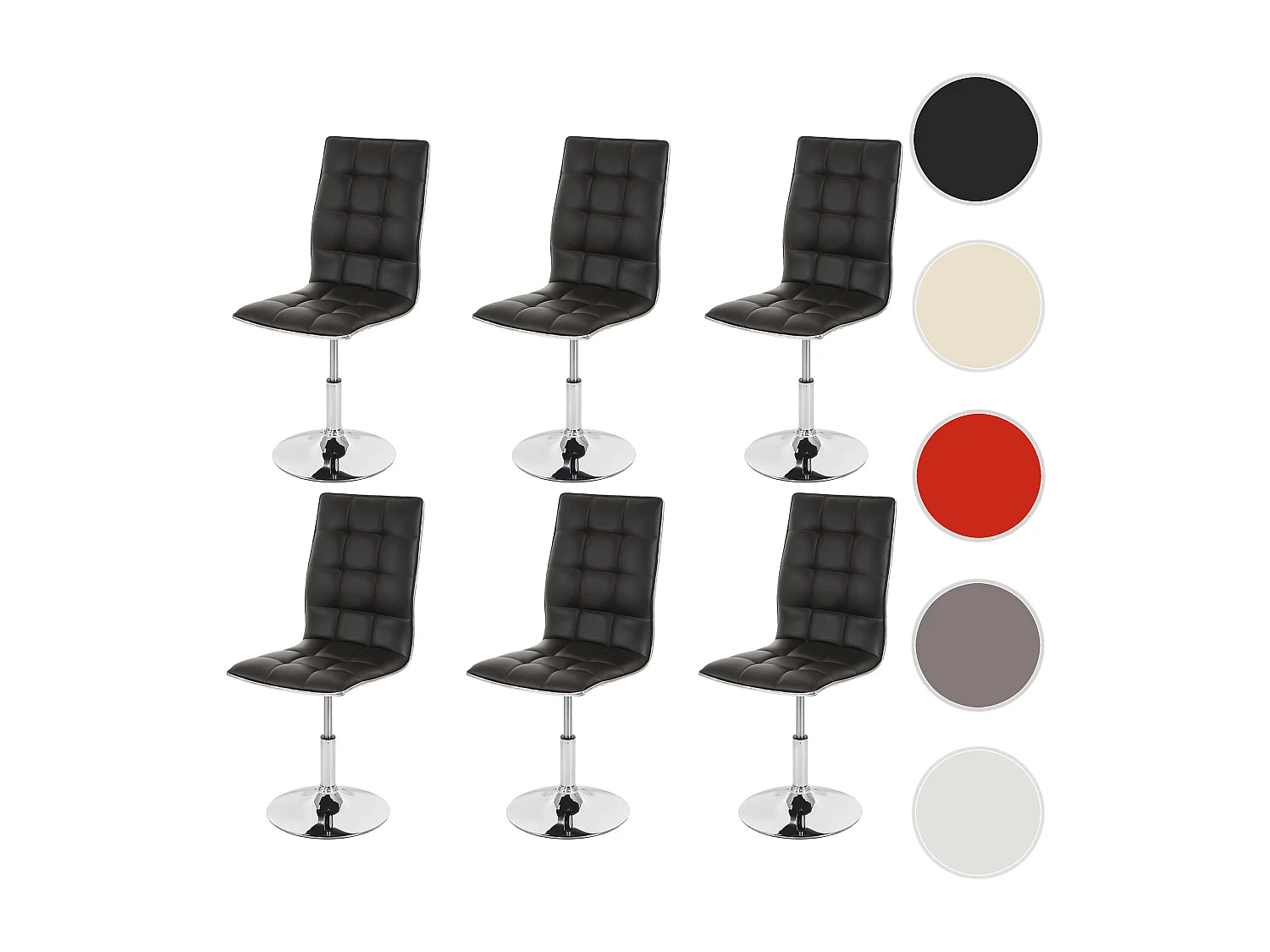 Set 6x sedie soggiorno eleganti MCW-C41 design moderno ecopelle sala pranzo marrone